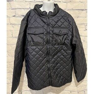 Gymboree Boys Quilted Button Up Jacket Size L (10-12) Dark Blue Front Pockets
